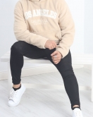Kapşonlu Nakışlı Erkek Peluş Sweat Bej - 19320.1885.