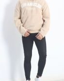Kapşonlu Nakışlı Erkek Peluş Sweat Bej - 19320.1885.