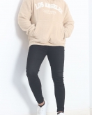 Kapşonlu Nakışlı Erkek Peluş Sweat Bej - 19320.1885.