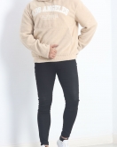 Kapşonlu Nakışlı Erkek Peluş Sweat Bej - 19320.1885.