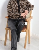Desenli Triko Hırka Leopar - 20229.1247.
