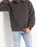 Fermuar Yaka Erkek Peluş Sweat Füme - 19324.1885.