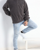 Fermuar Yaka Erkek Peluş Sweat Füme - 19324.1885.