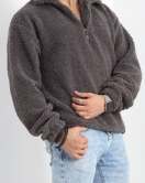 Fermuar Yaka Erkek Peluş Sweat Füme - 19324.1885.