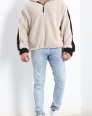 Kapşonlu Erkek Peluş Sweat Taş - 19331.1885.