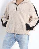 Kapşonlu Erkek Peluş Sweat Taş - 19331.1885.