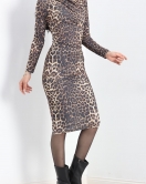 Desenli Drapeli Elbise Leopar - 20531.1595.