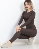 Kaşkorse Bisiklet Yaka Crop Body Kahve - 19345.1567.