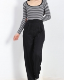 Kare Yaka Çizgili Crop Body Siyah - 19336.1567.