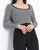 Kare Yaka Çizgili Crop Body Siyah - 19336.1567.