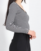 Kare Yaka Çizgili Crop Body Siyah - 19336.1567.