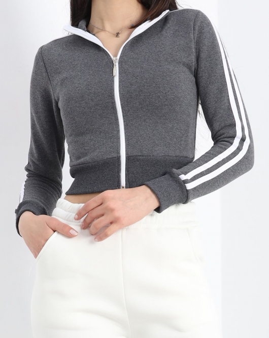 Üç İplik İçi Tüylü Sweat Füme - 20112.1287.