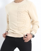 Nakışlı 3 İplik Şardonsuz Sweat Bej - 19371.1874.