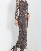V Yaka Elbise Leopar - 20601.1794.