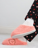Nakışlı Peluş Ev Terliği Pembe - 20915.264.