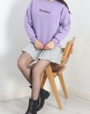Bisiklet Yaka Baskılı 3 İplik Sweat Lila - 20503.1878.