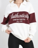 Polo Yaka Baskılı Sweat Bordo - 20538.1872.