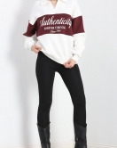 Polo Yaka Baskılı Sweat Bordo - 20538.1872.