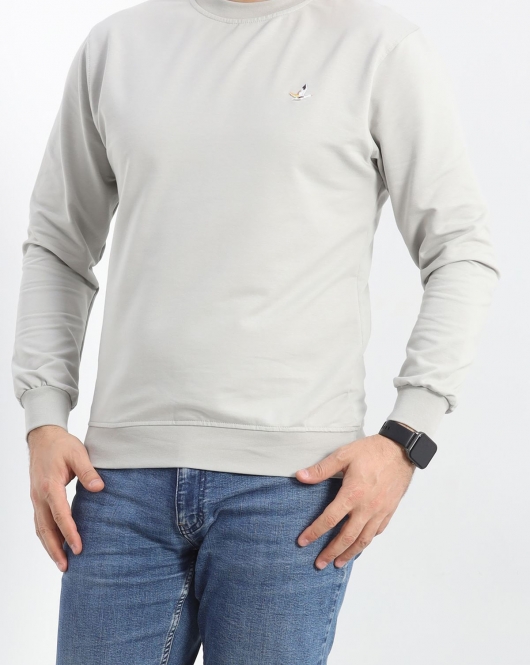 Bisiklet Yaka Sweat Gri - 20860.1874.