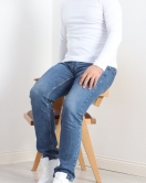 Bisiklet Yaka Erkek İnce Sweat Beyaz - 21483.200.