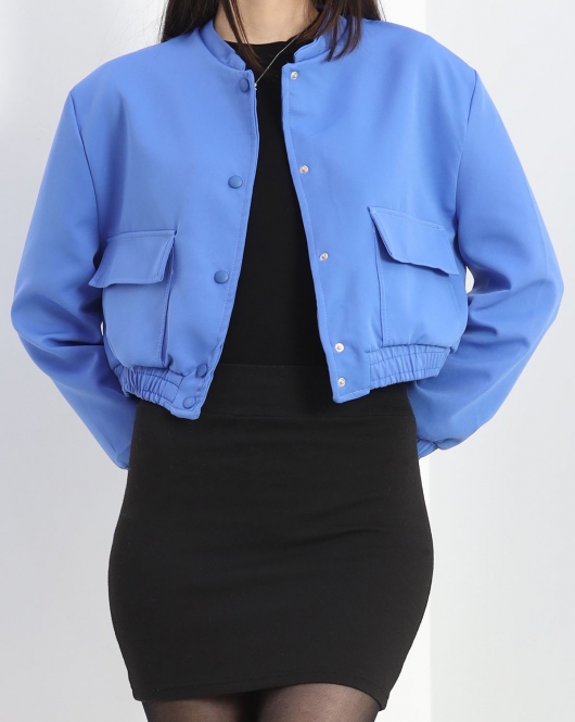 Bel Lastikli Bomber Ceket Mavi - 775.1247.
