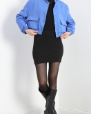 Bel Lastikli Bomber Ceket Mavi - 775.1247.