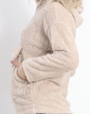 Kanguru Cep Kapşonlu Peluş Sweat Taş - 9062.1153.