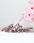 Leopar Desenli Peluş Terlik Pembe - 20597.264.