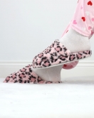 Leopar Desenli Peluş Terlik Pembe - 20597.264.
