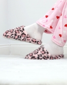 Leopar Desenli Peluş Terlik Pembe - 20597.264.