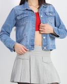 Cep Detay Crop Ceket Mavi - 4893.1900.