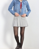 Cep Detay Crop Ceket Mavi - 4893.1900.