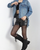 Kuşak Detay Oversize Kot Ceket Mavi - 4897.1900.