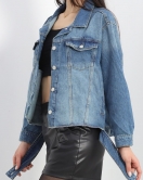 Kuşak Detay Oversize Kot Ceket Mavi - 4897.1900.