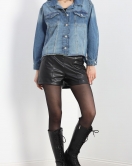 Kuşak Detay Oversize Kot Ceket Mavi - 4897.1900.