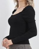Kolu Büzgülü Kare Yaka Body Siyah - 19499.599.