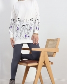 İki İplik Baskılı Tunik Sweat Ekru - 40046.555.