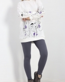 İki İplik Baskılı Tunik Sweat Ekru - 40046.555.