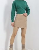 Bisiklet Yaka İki İplik Crop Sweat Zümrüt - 40045.555.