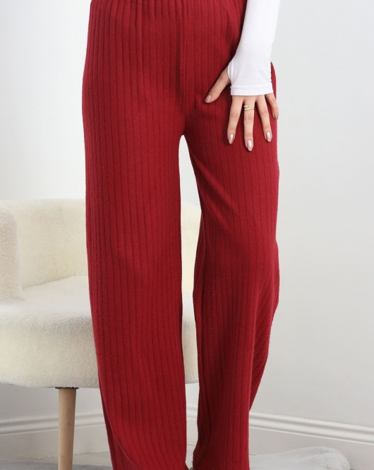 Fitilli İnterlok Pijama Altı Bordo - 19388.1567.