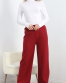 Fitilli İnterlok Pijama Altı Bordo - 19388.1567.