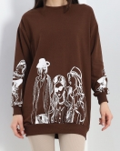 Baskılı İki İplik Tunik Sweat Kahve - 40044.555.