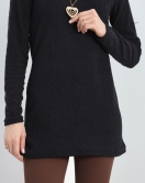 Kalın Kumaş Saç Örgü Tunik Siyah - 40053.159.