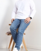 Polo Yaka Şardonlu Erkek Sweat Beyaz - 24163.1874.