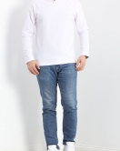 Polo Yaka Şardonlu Erkek Sweat Beyaz - 24163.1874.