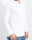 Polo Yaka Şardonlu Erkek Sweat Beyaz - 24163.1874.