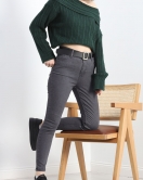 Kemerli Dar Paça Kot Pantolon Füme - 19600.1778.