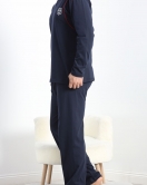 V Yaka Erkek Pijama Takımı Lacivert - 40069.1838.
