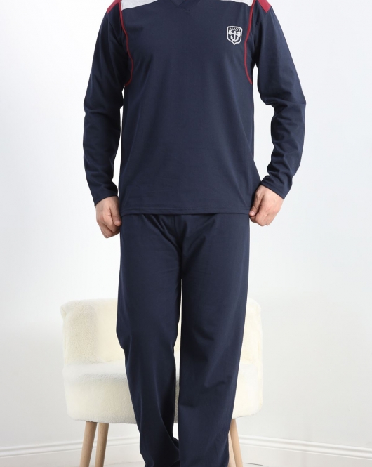 V Yaka Erkek Pijama Takımı Lacivert - 40069.1838.