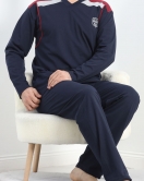 V Yaka Erkek Pijama Takımı Lacivert - 40069.1838.